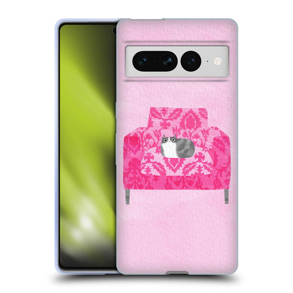 Planet Cat Arm Chair Rose Chair Cat Soft Gel Case for Google Pixel 7 Pro