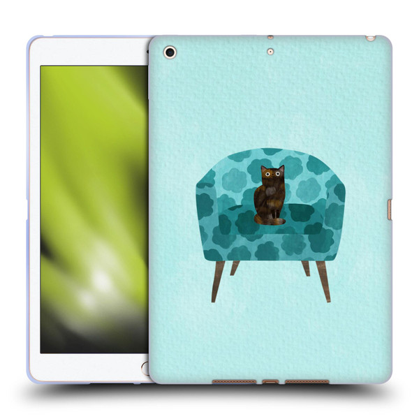 Planet Cat Arm Chair Teal Chair Cat Soft Gel Case for Apple iPad 10.2 2019/2020/2021