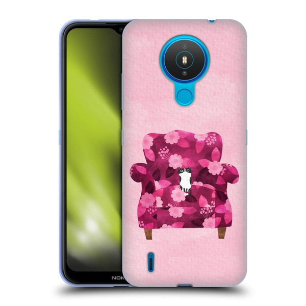 Planet Cat Arm Chair Raspberry Chair Cat Soft Gel Case for Nokia 1.4