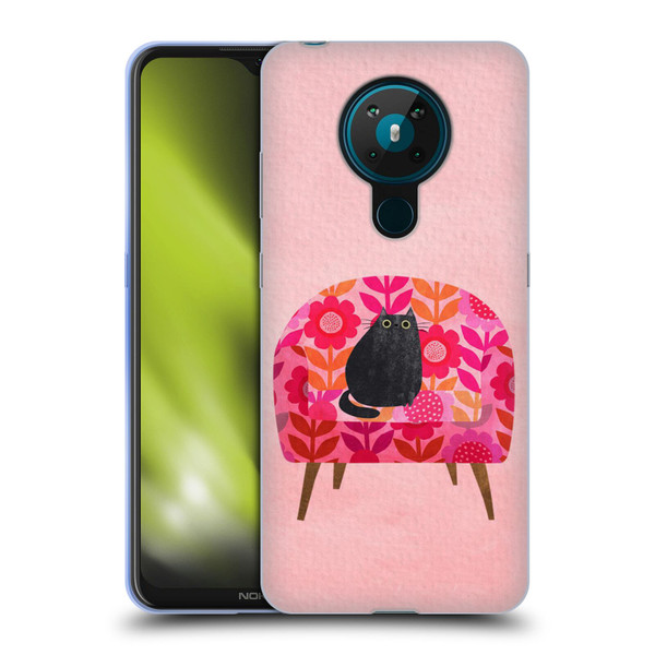 Planet Cat Arm Chair Red Chair Cat Soft Gel Case for Nokia 5.3