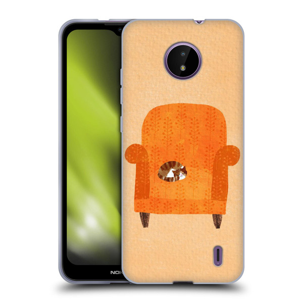 Planet Cat Arm Chair Orange Chair Cat Soft Gel Case for Nokia C10 / C20