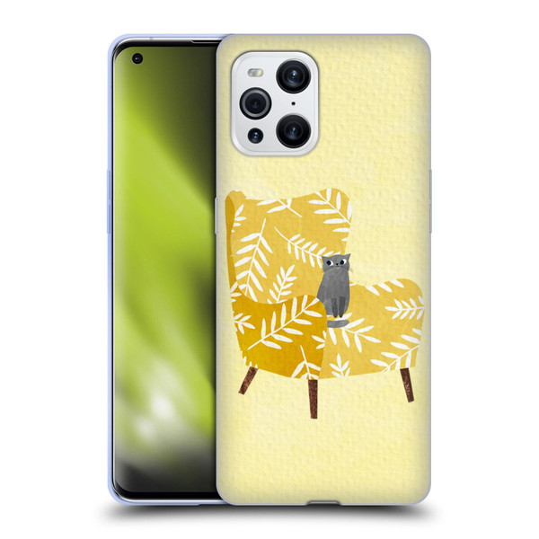 Planet Cat Arm Chair Mustard Chair Cat Soft Gel Case for OPPO Find X3 / Pro