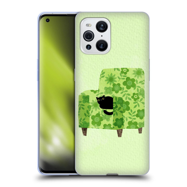 Planet Cat Arm Chair Pear Green Chair Cat Soft Gel Case for OPPO Find X3 / Pro