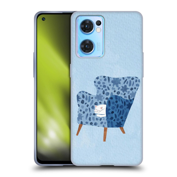 Planet Cat Arm Chair Cornflower Chair Cat Soft Gel Case for OPPO Reno7 5G / Find X5 Lite