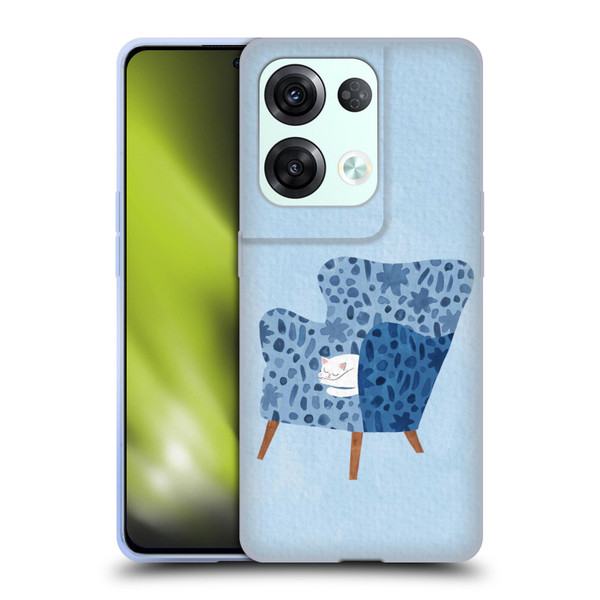 Planet Cat Arm Chair Cornflower Chair Cat Soft Gel Case for OPPO Reno8 Pro