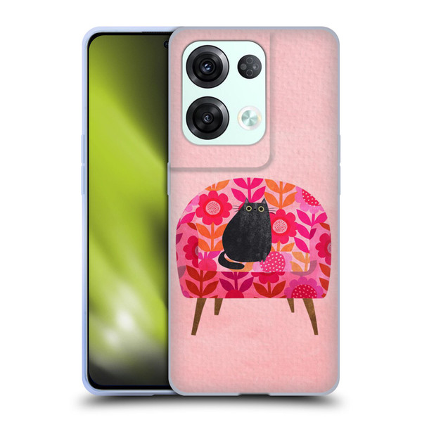 Planet Cat Arm Chair Red Chair Cat Soft Gel Case for OPPO Reno8 Pro