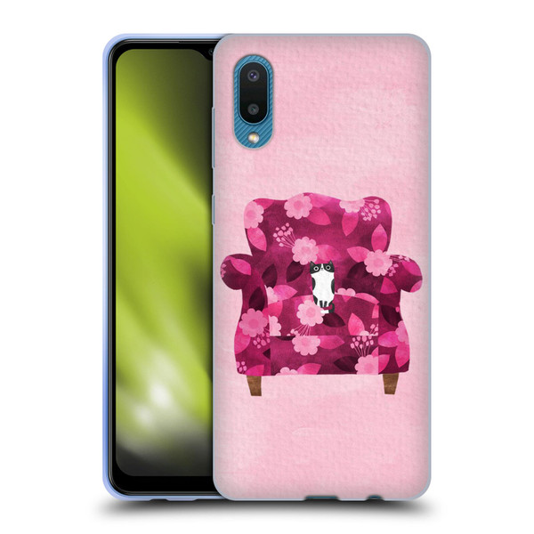 Planet Cat Arm Chair Raspberry Chair Cat Soft Gel Case for Samsung Galaxy A02/M02 (2021)