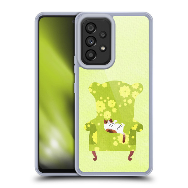 Planet Cat Arm Chair Lime Chair Cat Soft Gel Case for Samsung Galaxy A53 5G (2022)