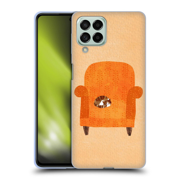 Planet Cat Arm Chair Orange Chair Cat Soft Gel Case for Samsung Galaxy M53 (2022)