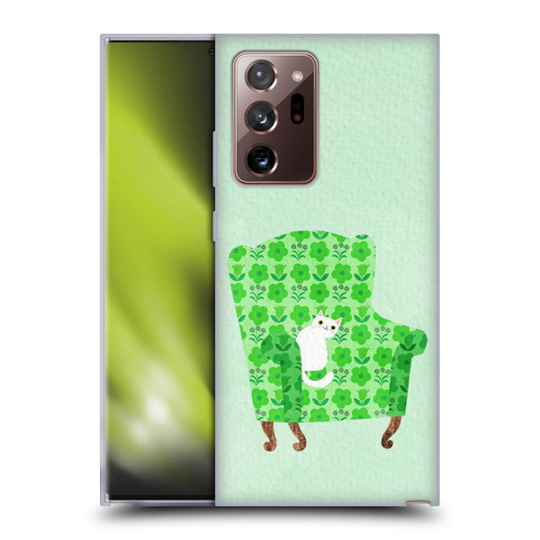 Planet Cat Arm Chair Spring Green Chair Cat Soft Gel Case for Samsung Galaxy Note20 Ultra / 5G
