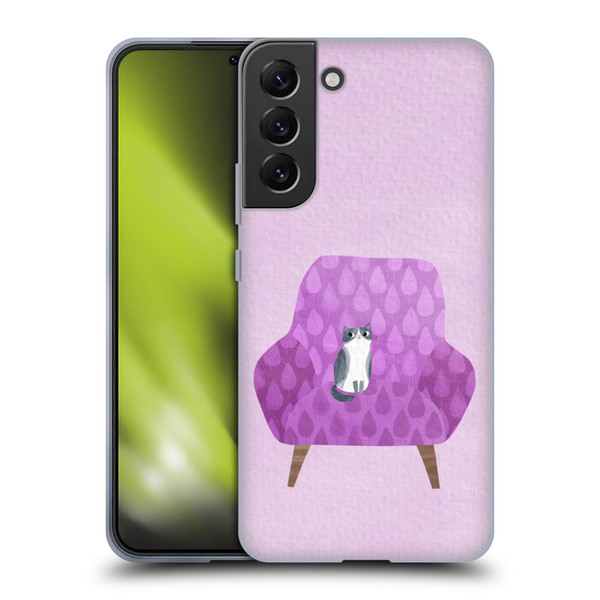 Planet Cat Arm Chair Lilac Chair Cat Soft Gel Case for Samsung Galaxy S22+ 5G