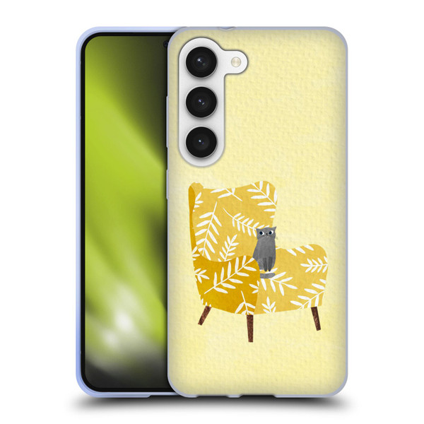 Planet Cat Arm Chair Mustard Chair Cat Soft Gel Case for Samsung Galaxy S23 5G