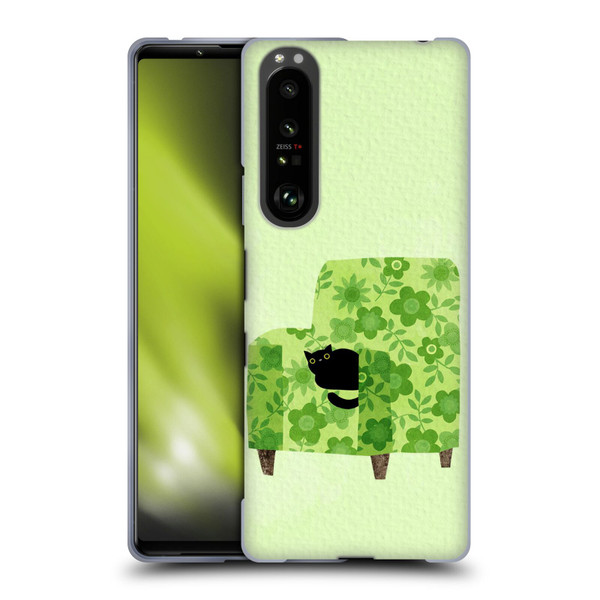 Planet Cat Arm Chair Pear Green Chair Cat Soft Gel Case for Sony Xperia 1 III