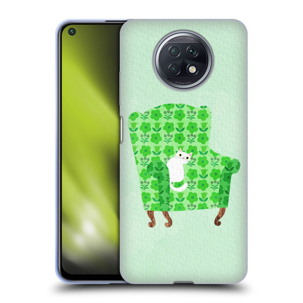 Planet Cat Arm Chair Spring Green Chair Cat Soft Gel Case for Xiaomi Redmi Note 9T 5G