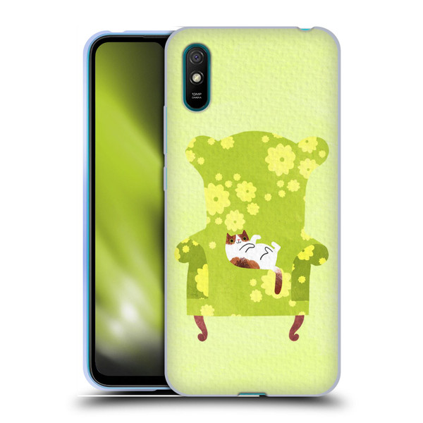 Planet Cat Arm Chair Lime Chair Cat Soft Gel Case for Xiaomi Redmi 9A / Redmi 9AT
