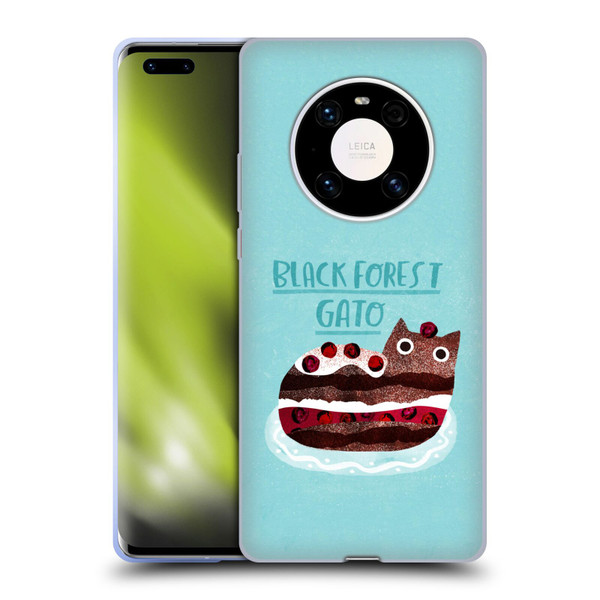 Planet Cat Puns Black Forest Gato Soft Gel Case for Huawei Mate 40 Pro 5G