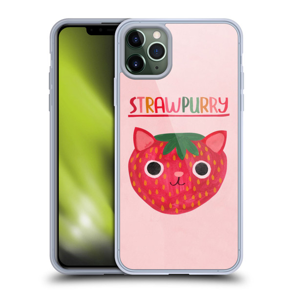 Planet Cat Puns Strawpurry Soft Gel Case for Apple iPhone 11 Pro Max