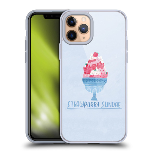 Planet Cat Puns Strawpurry Sundae Soft Gel Case for Apple iPhone 11 Pro
