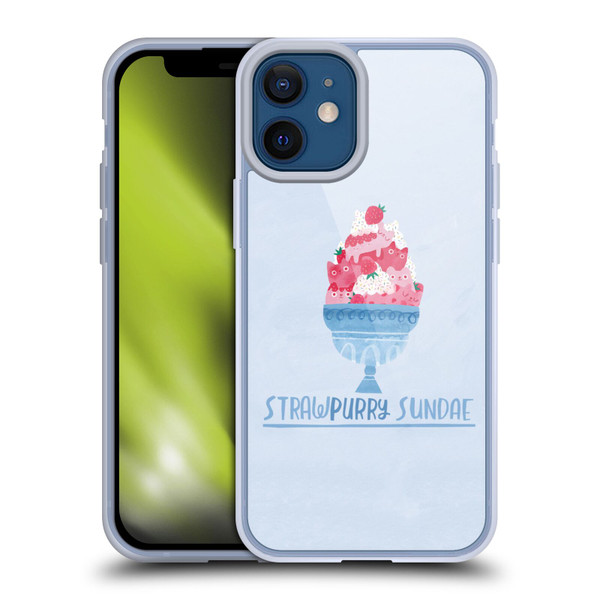 Planet Cat Puns Strawpurry Sundae Soft Gel Case for Apple iPhone 12 Mini