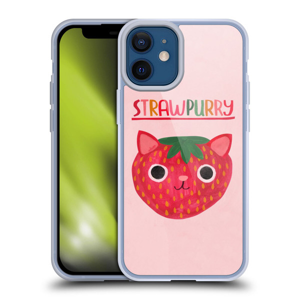 Planet Cat Puns Strawpurry Soft Gel Case for Apple iPhone 12 Mini