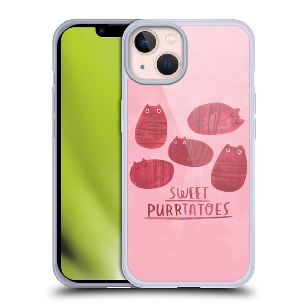 Planet Cat Puns Sweet Purrtatoes Soft Gel Case for Apple iPhone 13