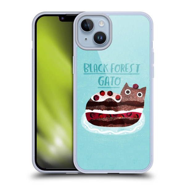 Planet Cat Puns Black Forest Gato Soft Gel Case for Apple iPhone 14 Plus