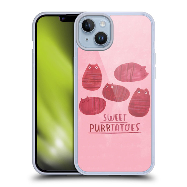 Planet Cat Puns Sweet Purrtatoes Soft Gel Case for Apple iPhone 14 Plus