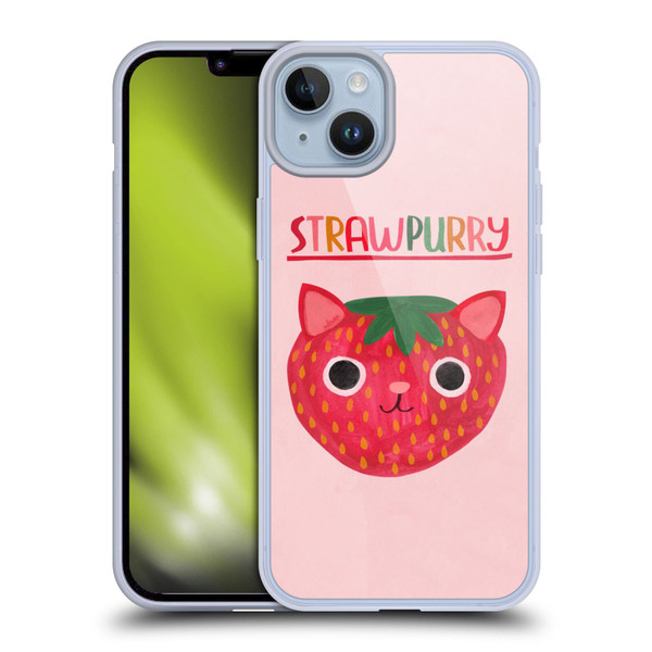Planet Cat Puns Strawpurry Soft Gel Case for Apple iPhone 14 Plus