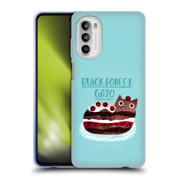 Planet Cat Puns Black Forest Gato Soft Gel Case for Motorola Moto G52