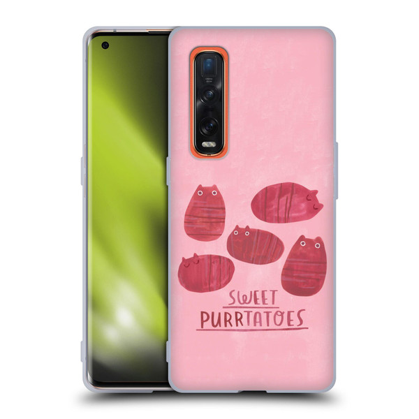 Planet Cat Puns Sweet Purrtatoes Soft Gel Case for OPPO Find X2 Pro 5G