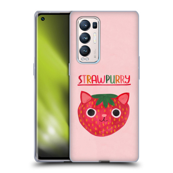 Planet Cat Puns Strawpurry Soft Gel Case for OPPO Find X3 Neo / Reno5 Pro+ 5G