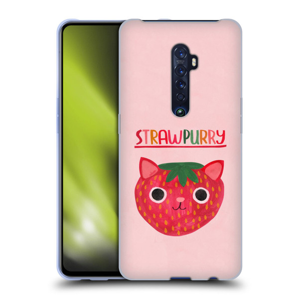 Planet Cat Puns Strawpurry Soft Gel Case for OPPO Reno 2