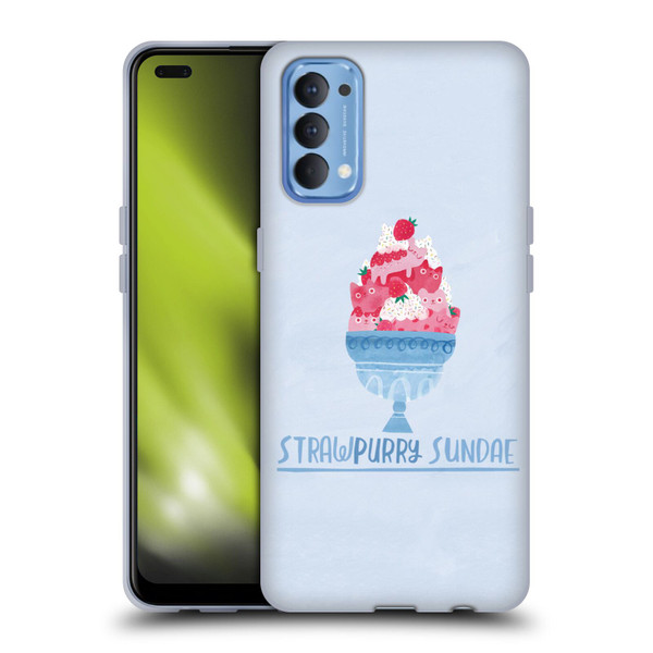 Planet Cat Puns Strawpurry Sundae Soft Gel Case for OPPO Reno 4 5G