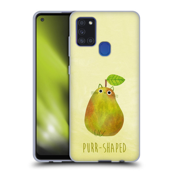 Planet Cat Puns Purr-shaped Soft Gel Case for Samsung Galaxy A21s (2020)