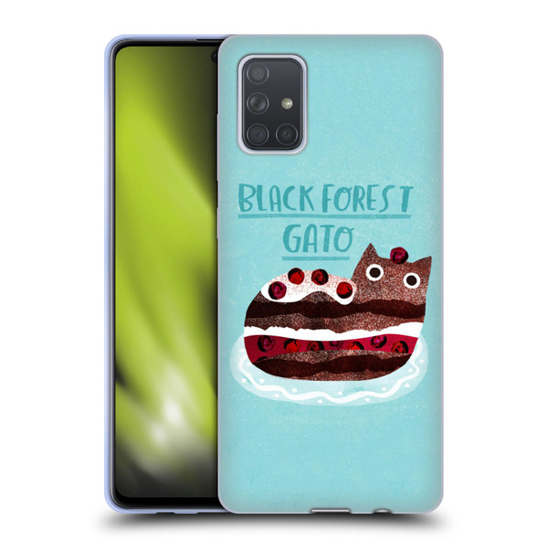 Planet Cat Puns Black Forest Gato Soft Gel Case for Samsung Galaxy A71 (2019)