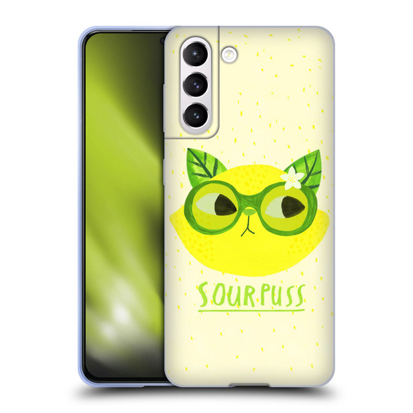 Planet Cat Puns Sour Puss Soft Gel Case for Samsung Galaxy S21 5G