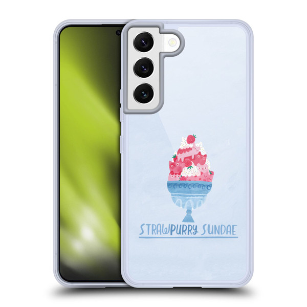 Planet Cat Puns Strawpurry Sundae Soft Gel Case for Samsung Galaxy S22 5G