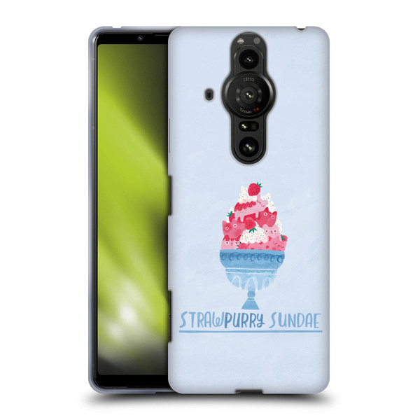 Planet Cat Puns Strawpurry Sundae Soft Gel Case for Sony Xperia Pro-I