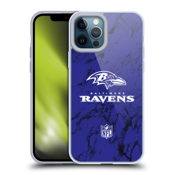 NFL Baltimore Ravens Graphics Coloured Marble Soft Gel Case for Apple iPhone 12 Pro Max