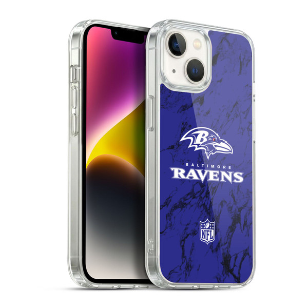 NFL Baltimore Ravens Graphics Coloured Marble Soft Gel Case for Apple iPhone 14