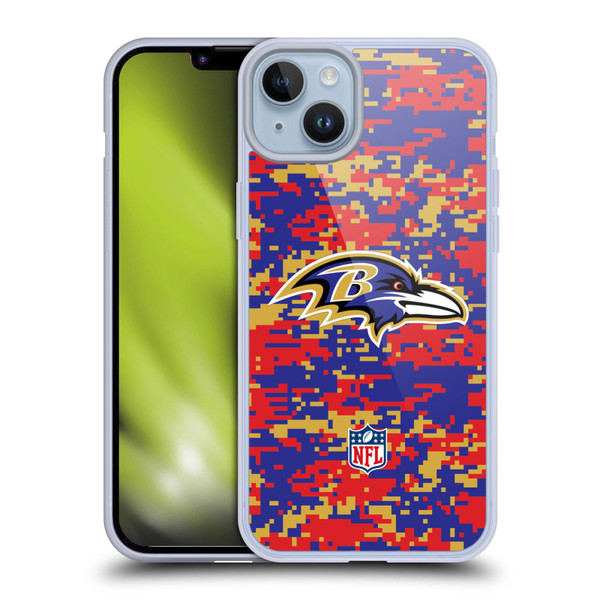 NFL Baltimore Ravens Graphics Digital Camouflage Soft Gel Case for Apple iPhone 14 Plus