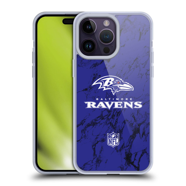 NFL Baltimore Ravens Graphics Coloured Marble Soft Gel Case for Apple iPhone 14 Pro Max