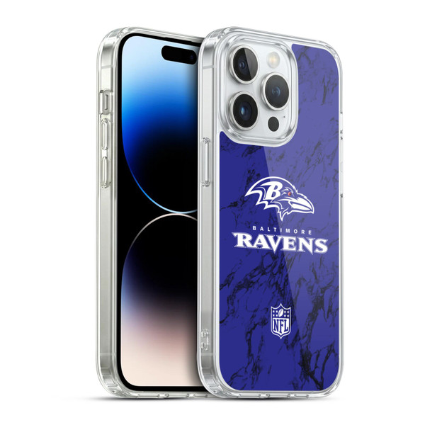 NFL Baltimore Ravens Graphics Coloured Marble Soft Gel Case for Apple iPhone 14 Pro & MagSafe