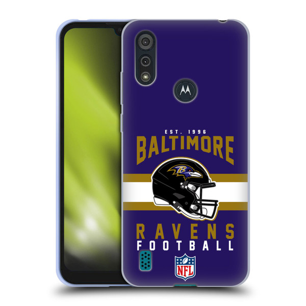 NFL Baltimore Ravens Graphics Helmet Typography Soft Gel Case for Motorola Moto E6s (2020)