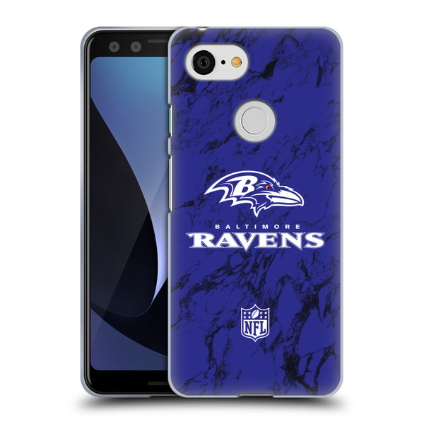 NFL Baltimore Ravens Graphics Coloured Marble Soft Gel Case for Google Pixel 3