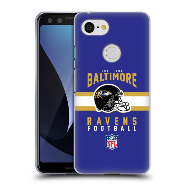 NFL Baltimore Ravens Graphics Helmet Typography Soft Gel Case for Google Pixel 3