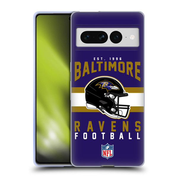 NFL Baltimore Ravens Graphics Helmet Typography Soft Gel Case for Google Pixel 7 Pro