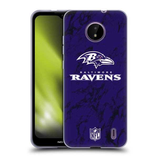 NFL Baltimore Ravens Graphics Coloured Marble Soft Gel Case for Nokia C10 / C20
