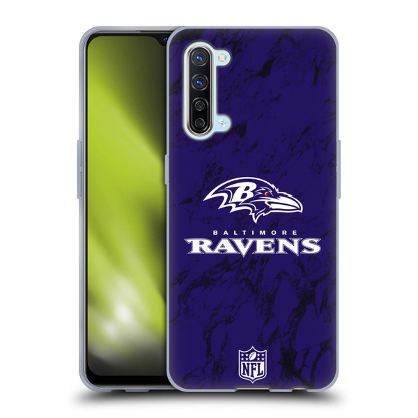 NFL Baltimore Ravens Graphics Coloured Marble Soft Gel Case for OPPO Find X2 Lite 5G