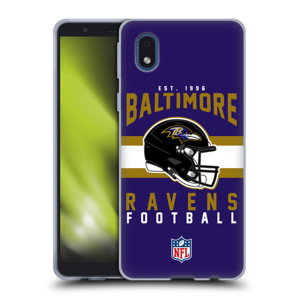 NFL Baltimore Ravens Graphics Helmet Typography Soft Gel Case for Samsung Galaxy A01 Core (2020)